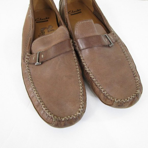 Clarks Collection Cushion Ortholite Brown Leather Loafers Slip On Dress Shoes 11 main image 6